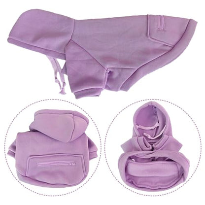 Jecikelon Dog Hoodies for Small Dogs with Zipper Pocket, Soft Fleece Puppy Clothes with Rope Hat, Warm Winter Outfits Cold Weather Coats, Cute Sweatshirt Chihuahua Costume (Purple, X-Small) - color: Purple, size: X-Small
