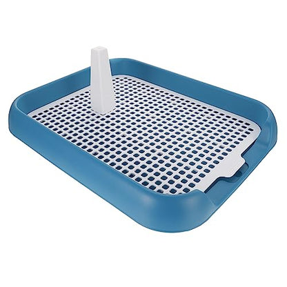 UKCOCO Plastic Dog Potty Trainer Tray with Raised Edges and Leak Design for Indoor Use Lightweight Portable Puppy Toilet with Special Column for Toilet Training and Safety Suitable for