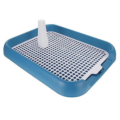 UKCOCO Plastic Dog Potty Trainer Tray with Raised Edges and Leak Design for Indoor Use Lightweight Portable Puppy Toilet with Special Column for Toilet Training and Safety Suitable for