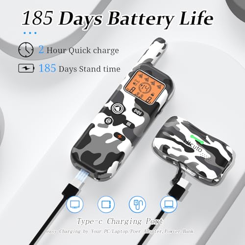 Htcuto Wireless Dog Fence & Training Collar for 2 Dogs, 3500ft Boundary, 4 Modes-Ultrasonic/Beep/Vibration/Static, 6100FT Remote, IPX7 Waterproof, 185-Day Standby, Electric Perimeter for Outdoor-GT1