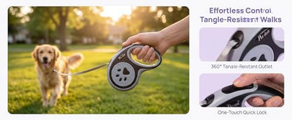 Retractable Dog Leash for Small Medium Dogs One-Click Brake & Lock Anti-Slip Ergonomic Handle 360° Tangle-Free Zinc Alloy Hook Durable ABS Casing-9.84feet Black - color: Black, size: 1