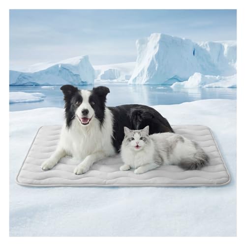 Dog Cooling Mat for Extra Large Dogs, 48"x30" Breathable Self Cooling Crate Mat for Dogs & Cats, QMAX>0.5 Portable Washable Pet Cooling Mat for Dog Bed, Thickened Cool Fiber Indoor/Outdoor Summer,Grey - color: Grey, size: 48"x30"(X-Large)