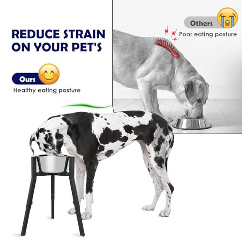 Elevated Dog Bowl Stand for Large Dogs, Adjustable Height & Width,Single Raised Dog Food Water Holder,Bowl Not Included - color: Black, 12.9-18.9H-Square, size: Height: 12.9-18.9", Width: 8.3-12.6"