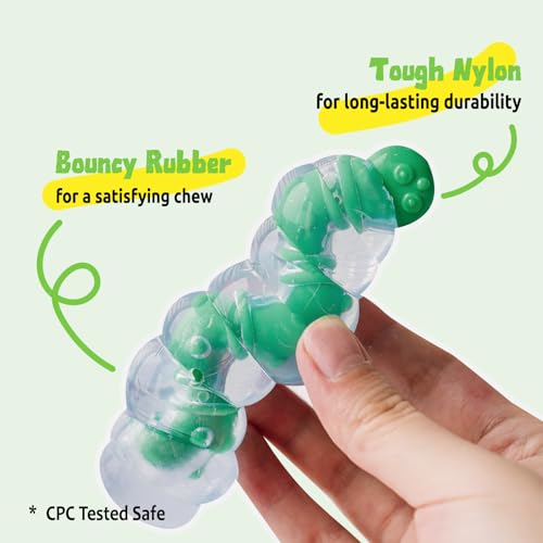 Small Breed Dog Chew Toys for Teething - Natural Rubber & Durable Nylon Toy for Puppies 0-12 Months, Interactive Gift for Small Dogs Under 30 lbs, Safe Teeth Cleaner & Anxiety Soother