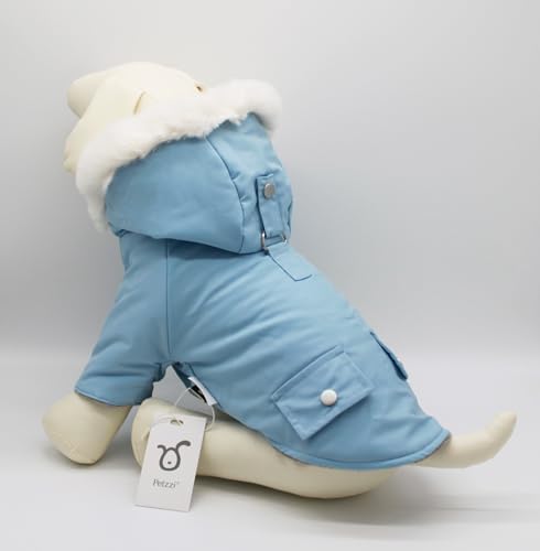 Pet Warm Dog Coat for Winter Cold Weather Clothes Hooded Dog Jacket Small Puppies Medium Large Dog Cat Clothes Insulated Padded Snow Parka - Alexander (Baby Blue, Small) - color: Light Blue, size: Small