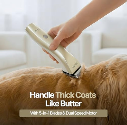 Hornet 5-in-1 Professional Pet Grooming Clipper for Dogs & Cats, Low Noise, Precision Trimmer for Trimming, Shaping & Styling - color: Grey
