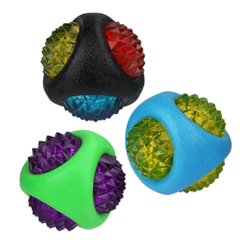 Dog Dental Lighted Translucent Rubber Diamond Balls 3 inch Small to Medium Canines (Blue) - color: Blue