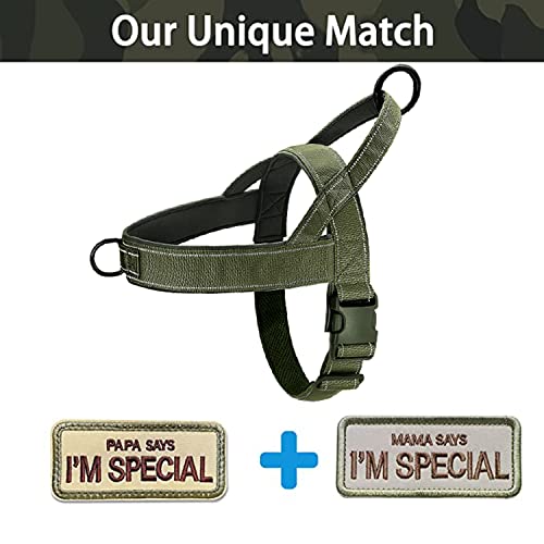 Green No Pull Dog Harness for Small Medium Large Sized Dog, Reflective Escape Proof Adjustable Dog Harnesses with 2 Patch, M - color: Green, size: M-Chest size 22-27.5''