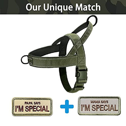 Green No Pull Dog Harness for Small Medium Large Sized Dog, Reflective Escape Proof Adjustable Dog Harnesses with 2 Patch, L - color: Green, size: L-Chest size 25-31''