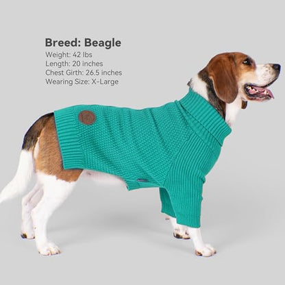 cyeollo Stretchy Fleece Dog Sweater, Knit Sweaters for Small Dogs Girl Warm Turtleneck Doggy Sweatshirt with Sleeves Fall Winter Pullover Cold Weather Dog Clothes, Aqua Green S - color: Aqua Green, size: Small
