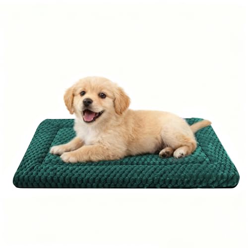Dog Bed Crate Mat, Soft Durable Washable Anti-Slip Kennel Pad for Dogs & Cats, Reversible (Dark Green, S(24"*18"*1.5")) - color: Dark Green, size: S(24"*18"*1.5")