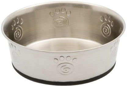 PetRageous 60047 Cayman Classic Non-Skid Stainless Steel Dishwasher-Safe Bowl 2-Cup Capacity 5.25-Inch Diameter 2-Inch Tall for Small Dogs and Cats of Any Size, Metallic