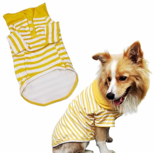 Cute Dog Clothes Striped Dog Polo Shirts Cute Sweater Puppy Clothes Gentle Sweater Pet Clothes for Small Medium Large Dogs Cats (Yellow Stripe, 3XL Size for 40-55lb Pets) - color: Yellow Stripe, size: 3XL size for 40-55lb pets