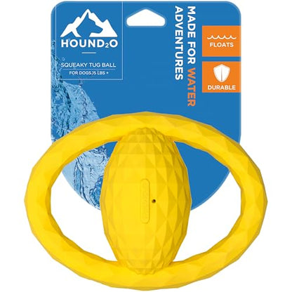 Playology HOUND2O Dog Toys | Squeaky Tug Ball Floating Outdoor Toy for Dogs | Bright Yellow Dog Ball for Tug of War and Fetch - color: Yellow