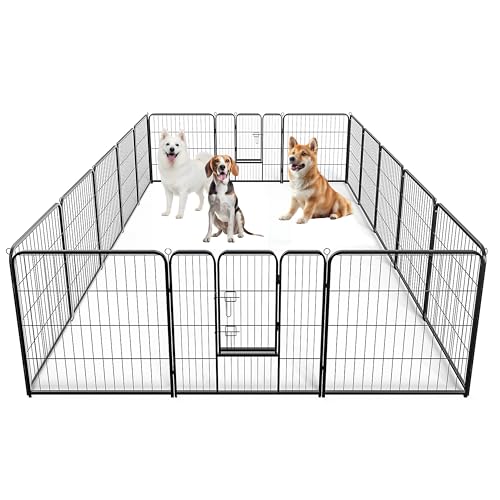 Simple Deluxe Dog Playpen Outdoor Indoor, 32 Inch 16 Panels Dog Fence for Small/Medium Dogs Puppy, Perfect Dog Pen for Camping, Yard, RV, Garden Fence, Black - size: 32 Inch 16 Panels