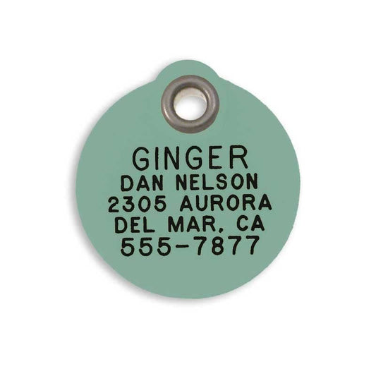 LuckyPet Pet ID Tag - Large Round Mint Plastic Tag - Durable, Easy to Read, Custom Engraved for Dogs & Cats. Reflective Coating on Back. - color: Mint (Plastic), size: Large (1 & 5/16" diameter)