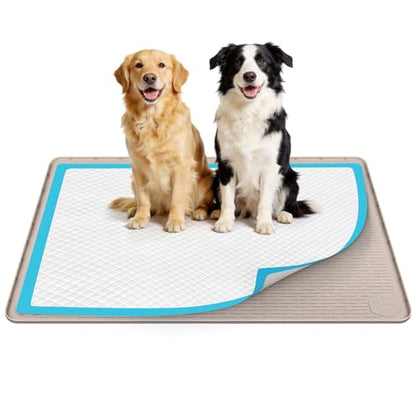 50" x35" Pee Pad Holder for Dogs Puppy Pad Holder Large Silicone Pee Tray for Dog Training Floor Protection Raised Edge Dog Potty Tray, No Pee Pads(Khaki) - color: 50" X35"khaki