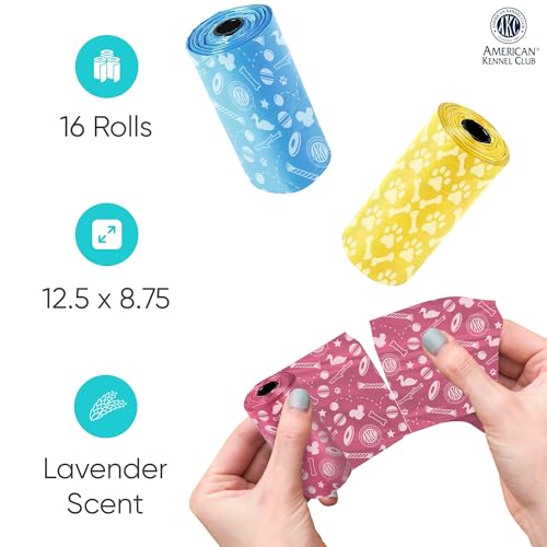 AKC Dog Poop Bags - Leak Proof Pet Waste Bags - 16 Refill Rolls - Lavender Scent - 240 Count (Toy Print) - color: 240 Count, style: Toy Print