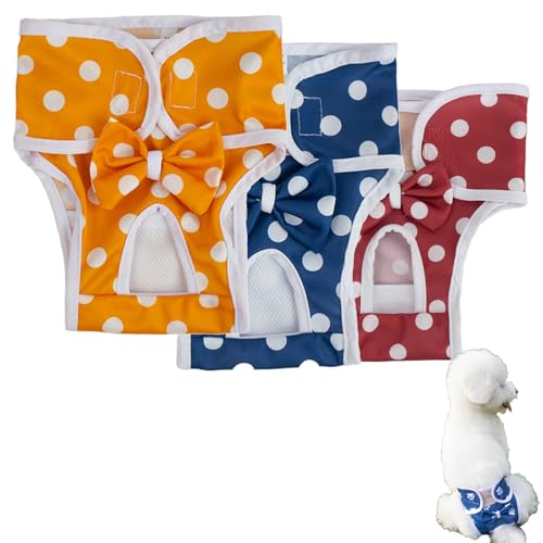 Reusable Female Dog Diapers for Small Dogs – Washable Leakproof Puppy Diapers for Heat & Incontinence, Soft Adjustable Fit, Pack of 3, Medium - size: Large