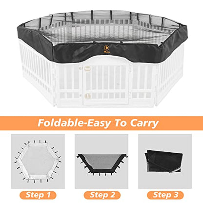PJYuCien Dog Playpen Mesh Top Cover, Fits 36 Inch 6 Panels Regular Hexagonal Plastic Exercise Pet Pen, Adhesive Tape Connections, Black (Note: Cover Only, Fence Not Included) - style: Black Cover, 36"Width, Black ( Adhesive Tape Connections )