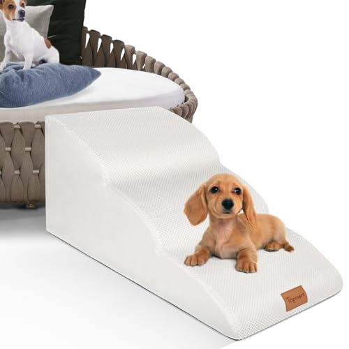 Topmart High Density Extended Foam Dog Ramp&Steps 3 Tiers,15.7" High | Non-Slip Dog Stairs with Removable Cover,Soft Foam Pet Ladder,Best for Injured,Older Cats,Pets with Joint Pain - color: White, size: 33.1*15.7*15.7