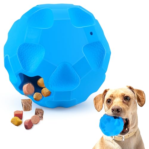 Treat Dispensing Dog Toys for Aggressive Chewers Large Breed, Rubber Balls for Dogs, Cognitive Dog Toys to Keep Them Busy, Dog Treat Toy Ball - color: Blue