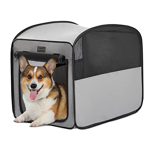 Petsfit Portable Dog Crate，Pop Up Dog Crate for Medium Dogs，Waterproof Pet Cage Dog Kennel for Indoor/Outdoor，Lightweight Dog Carrier for Travelling，Grey - color: Grey, size: Medium