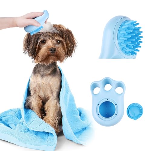 Pet & Grooming Supplies Kitten/Dog Massage Brush Shampoo Dispenser/Washing Grooming Supplies Pet Brush for Bathing Dogs - color: Blue