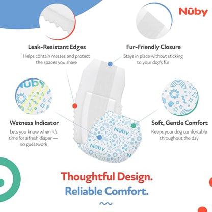 Nuby Pets Disposable Male Dog Wraps with Wetness Indicator, Absorbent & Leak-Resistant Belly Bands for Male Dogs, Small (12–19" Waist), 50 Count - size: S Waist 12 - 19 in