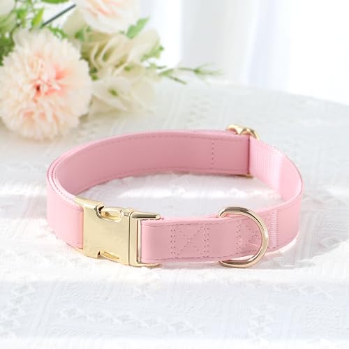 PET ARTIST Soft PU Leather Dog Collar, Bright & Classic Pink Dog Collar with Quick Release Rose Metal Buckle, Adjustable Nylon Padded Durable Pet Collars for Small Dogs Girl, Neck Fit 9-14" - color: Pink, size: S: Fit 9-14" Neck(10-20 lbs)