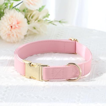 PET ARTIST Soft PU Leather Dog Collar, Bright & Classic Pink Dog Collar with Quick Release Rose Metal Buckle, Adjustable Nylon Padded Durable Pet Collars for Small Dogs Girl, Neck Fit 9-14" - color: Pink, size: S: Fit 9-14" Neck(10-20 lbs)