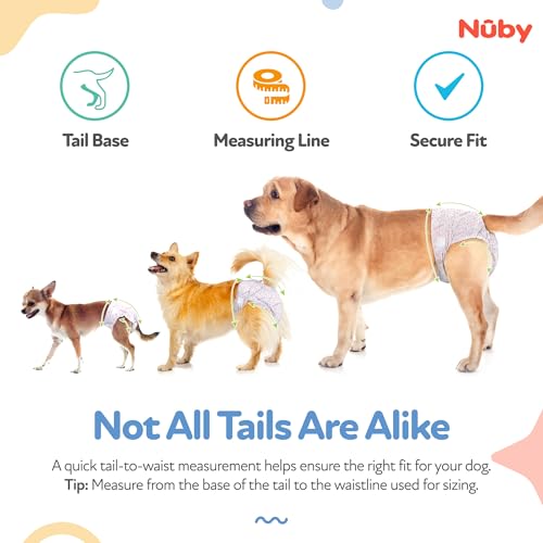 Nuby Pets Disposable Female Dog Diapers with Wetness Indicator, Leak-Resistant & Absorbent for Dogs in Heat, Training & Incontinence, X-Small (9-16” Waist), 50 Count - size: XS (Waist 9-16 in)