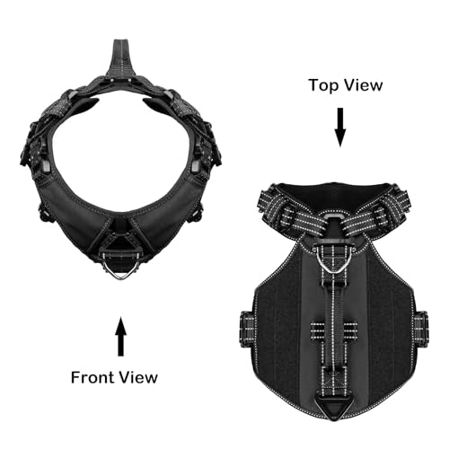 ICEFANG GN8 Tactical Dog Harness with 4X Metal Buckles for Medium Sized Dogs,Reflective in Training Walking K9 Vest,No-Pull Front Leash Clip,Adjustable Pet Harness (Black, Medium (Pack of 1)) - color: Black, size: Medium (Pack of 1)