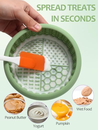 Dog Lick Bowl for Large Dogs, Lick Mat, Slow Feeder Lick Bowl with Brush and Scraper,Strong Suction, Freeze Licking Bowl for Anxiety Relief, Enrichment & Distraction, Dishwasher Safe 7.6 * 3.5 inch - color: Green