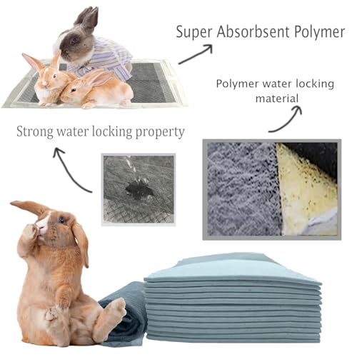kathson 100 Piece Rabbit Pee Pads,Disposable Pet Pees Pad,Cage Black Carbon Liner,Super Absorbent Leak Proof Cushion Reduce Odor Bunny Training Accessories for Puppy Kitten Hamsters Hedgehog(S) - size: 17.7" x 13.0" / 100PCS