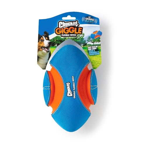 Chuckit! Giggle Fumble Fetch Ball Dog Toy 7.9", Makes Funny Giggle Sounds | Interactive, no batteries required, encourages active play for all breeds and sizes, keeps curious pups engaged every day - style: Giggle Fumble