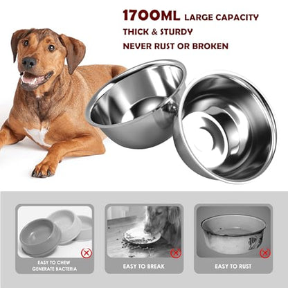 SHAINFUN Elevated Dog Bowls with Slow Feeder & Mat for Medium and Large Dogs, 12" Tall Adjustable Wooden & Metal Raised Dog Bowl Stand, 2 Stainless Steel 58oz Bowls for Food & Water - color: Brown-1.7L