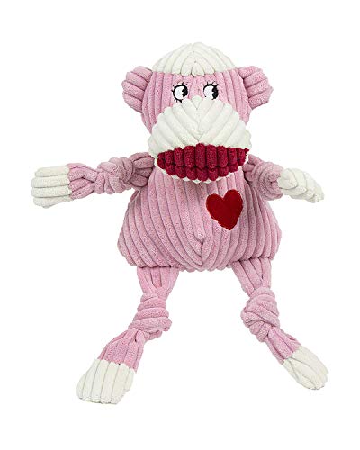HuggleHounds Knottie Plush Dog Toy - Dog Stuffed Animal Toy, Squeaky Puppy Toys, for Small, Medium & Large Dogs, Durable Plush to Keep Them Busy - Ms Maddie Sock Monkey, Large - color: Pink Monkey, size: Large