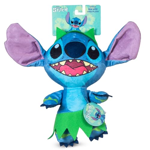 Disney for Pets Lilo and Stitch Bow Wow Luau Plush Dog Toy, – Squeaker & Crinkle Sound – Cute Dog Toy Fans, 9 Inch - color: Stitch Plush, size: 9 Inch