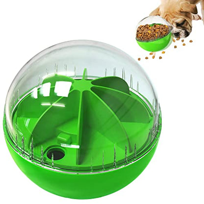 Dog Treat Ball, Dog Food Puzzle Slow Feeder Interactive Squeaky Mental Stimulation Toys, Dog& Cat Treat Dispenser Puzzle Toys Active Rolling Balls for Medium/Large Dog Breeds - color: Green