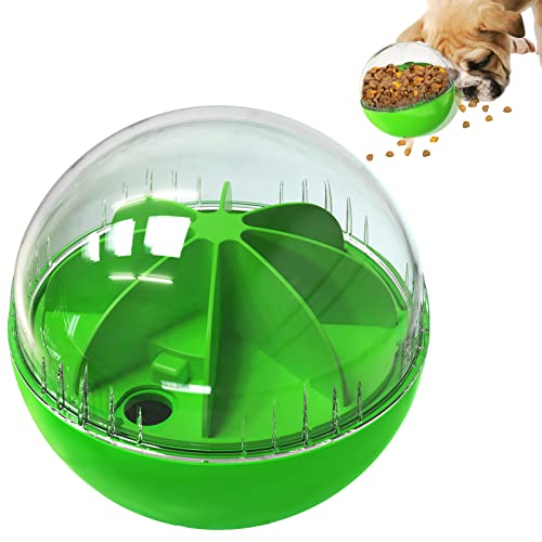 Dog Treat Ball, Dog Food Puzzle Slow Feeder Interactive Squeaky Mental Stimulation Toys, Dog& Cat Treat Dispenser Puzzle Toys Active Rolling Balls for Medium/Large Dog Breeds - color: Green