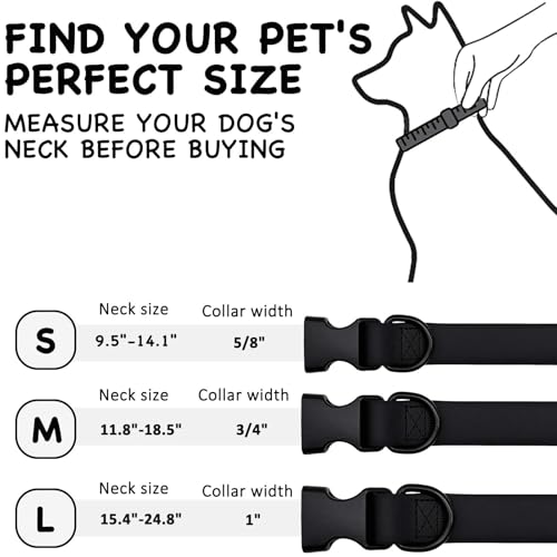 Waterproof Dog Collar Durable and Easy to Clean Rubber Dog Collars Odor-Proof Fits Small Medium Large Dogs (Black, Small (9.5-14.2” Neck)) - color: Black, size: Small (9.5 -14.2” Neck)