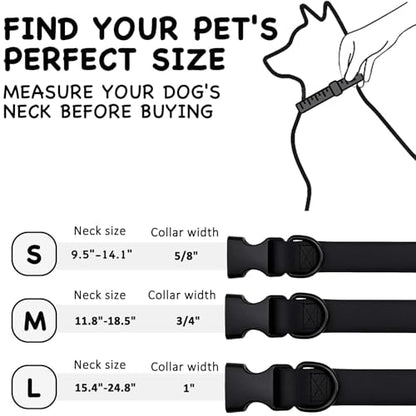 Waterproof Dog Collar Durable and Easy to Clean Rubber Dog Collars Odor-Proof Fits Small Medium Large Dogs (Black, Small (9.5-14.2” Neck)) - color: Black, size: Small (9.5 -14.2” Neck)