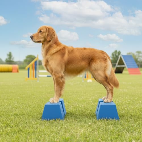 Stacking Blocks for Dog Shows, Professional Dog Stacking Training Platform, Show Ring Feet Position Trainer, Non Slip Stable Base, Breed Stance Support (Blue) - color: Blue
