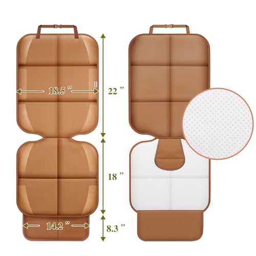 Meolsaek Car Seat Protector for Child Car Seat, Durable 600D Fabric Waterproof Car Seat Cover with Thick Pad Non-Slip Backing，No Imprints (Tan-1 pc) - color: Tan-1 pc