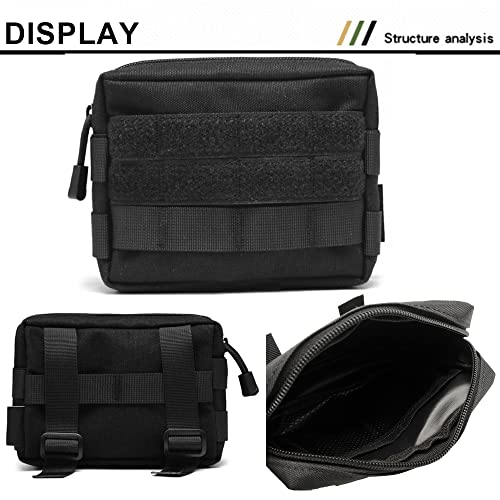 Molle Pouches, Tactical Admin Pouch Compact EDC Utility Gadget Gear Pouch Military Carry Accessory Belt Hanging Waist Bag - color: 2 pack-black-7"(L) * 5.1"(H)