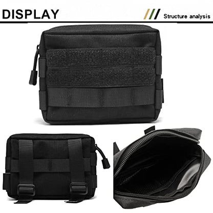 Molle Pouches, Tactical Admin Pouch Compact EDC Utility Gadget Gear Pouch Military Carry Accessory Belt Hanging Waist Bag - color: 2 pack-black-7"(L) * 5.1"(H)