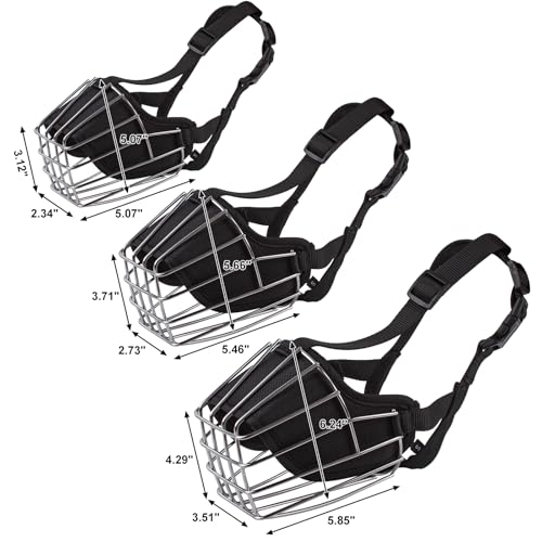 Dog Muzzle Metal Basket for Border Collie/Spanish Mastiff/Akita/Corgi Adjustable Durable Nylon Straps Secure Wire Mask for Biting Chewing Barking (S) - size: S