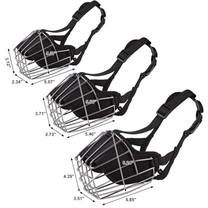 Dog Muzzle Adjustable Durable Metal Wire Basket for Large (M) - size: M