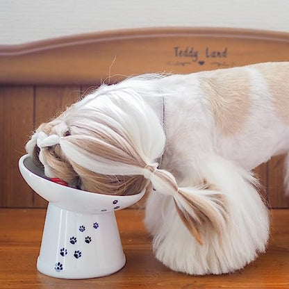 Necoichi Raised Dog Food Bowl, Elevated, for Dogs and Cats, Pets Feeding Feeder Non-Slip for Small Dogs Dishwasher and Microwave Safe, No.1 Seller in Japan! (Dog, Extra Wide Tilted) - size: Extra Wide (Pack of 1)